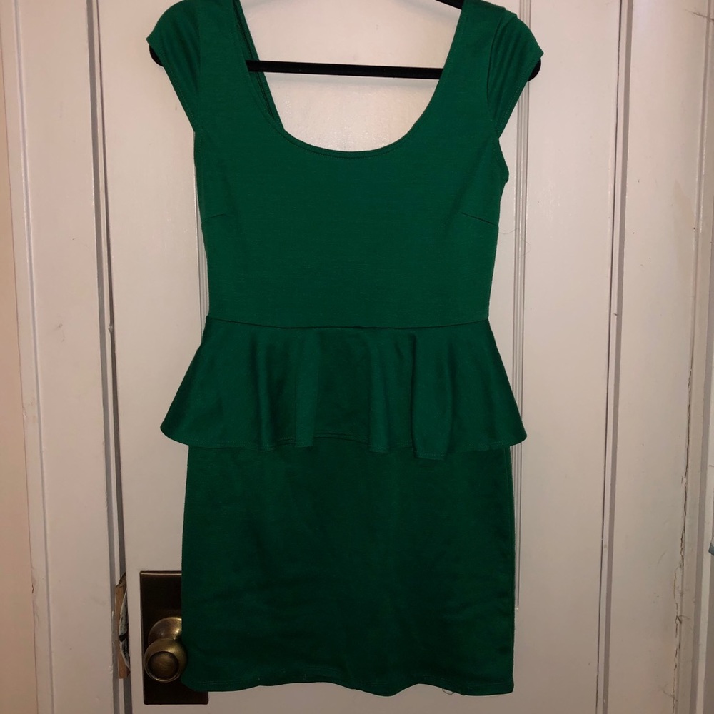 Green Peplum Holiday Dress